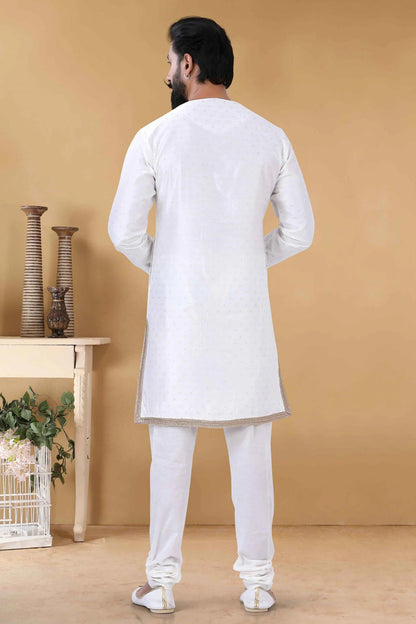 White Colour Silk Kurta Pajama KP1130109 A