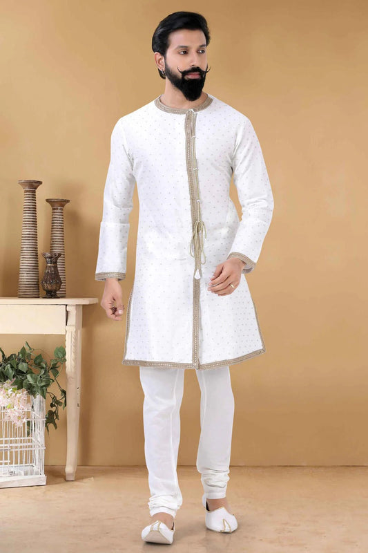 White Colour Silk Kurta Pajama KP1130109