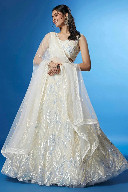 White Colour Soft Net Lehenga Choli LC1010302