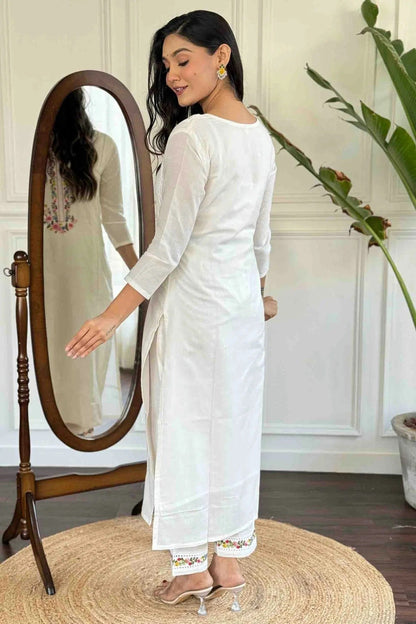 White Colour Viscose Chanderi Stitched Suit SS1112989 A