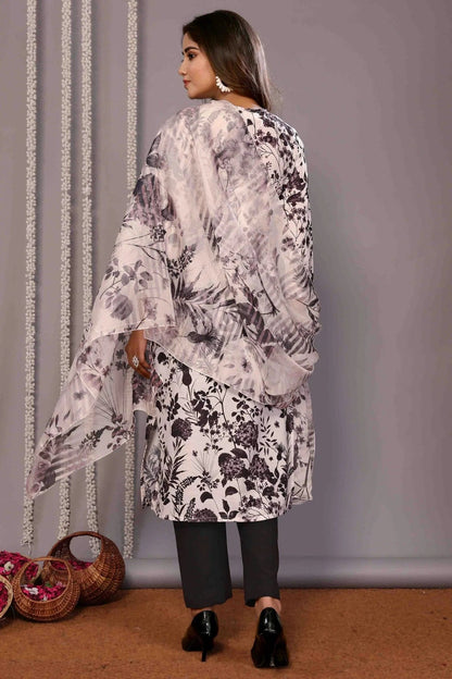 White and Black Colour Cotton Blend Stitched Suit SS1113334 A