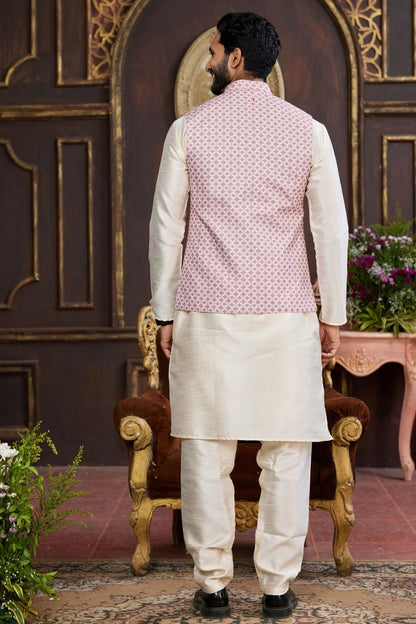 Wine Colour Art Silk Kurta Pajama With Jacket KP1230259 A