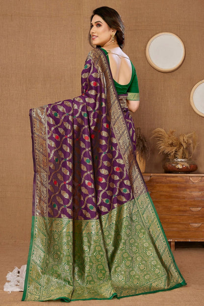 Wine Colour Banarasi Silk Saree SD1110240 A