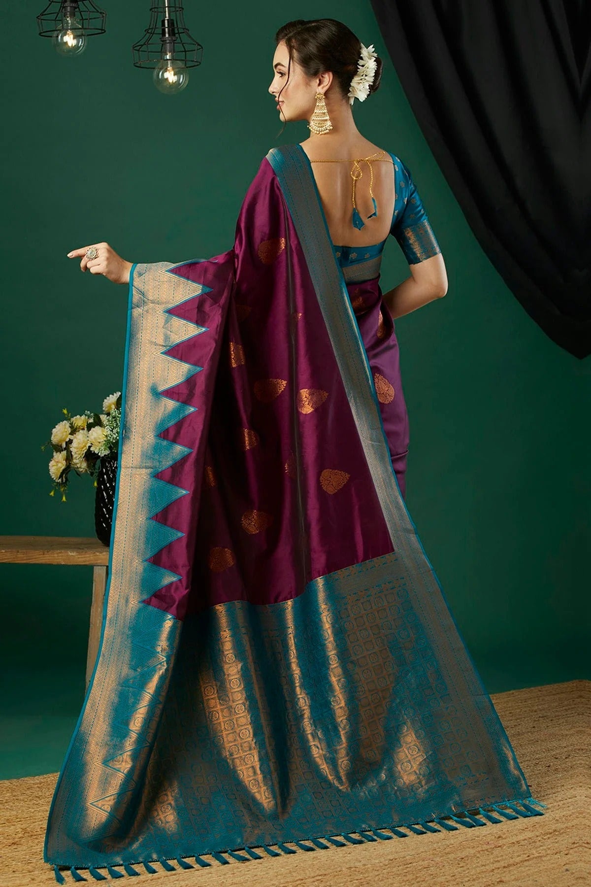 Wine Colour Banarasi Silk Traditional Saree SD1111879 A