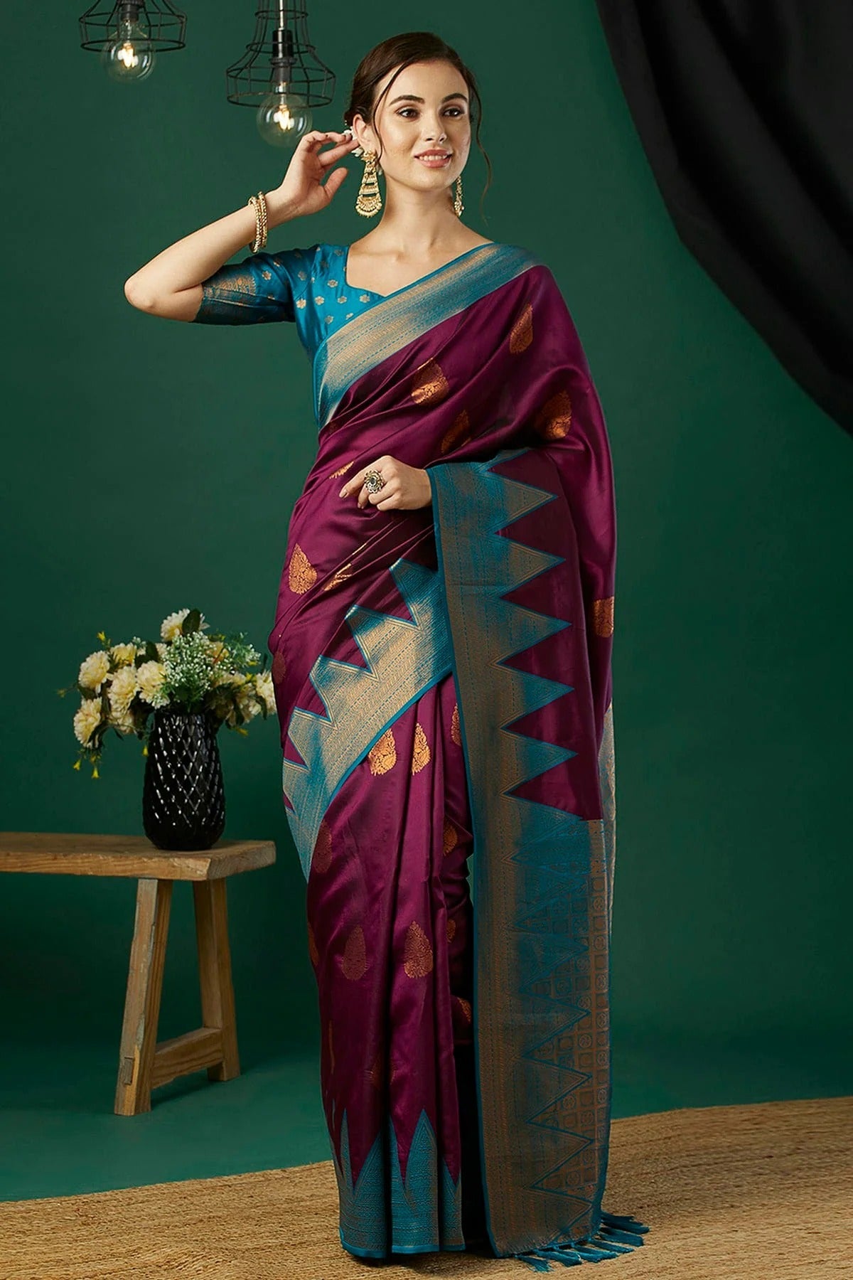 Wine Colour Banarasi Silk Traditional Saree SD1111879
