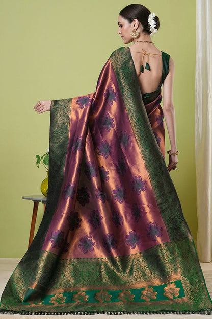 Wine Colour Banarasi Silk Traditional Saree SD1112637 A