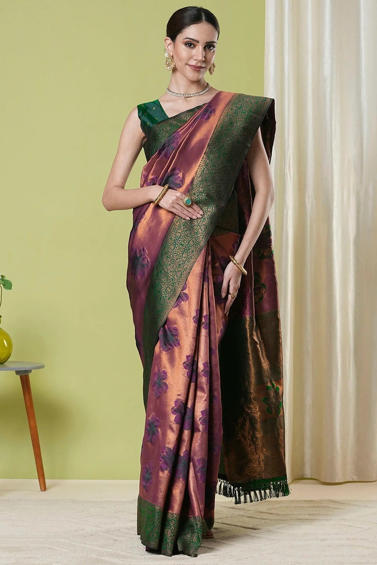 Wine Colour Banarasi Silk Traditional Saree SD1112637