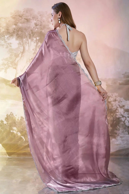 Wine Colour Burberry Organza Saree SD1112723 A