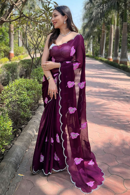 Wine Colour Chiffon Saree SD1110378