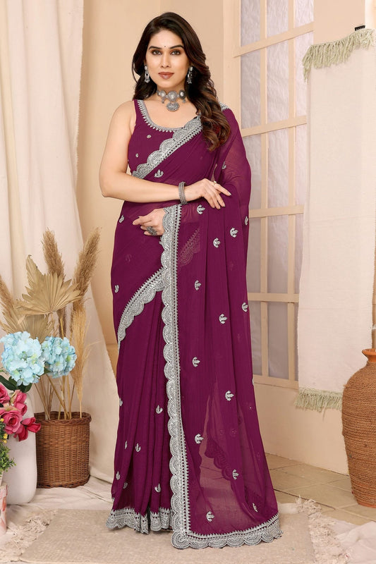 Wine Colour Chiffon Saree SD1110423