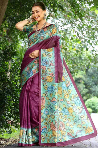 Wine Colour Cotton Silk Traditional Saree SD1260086 A
