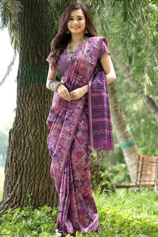Wine Colour Cotton Silk Traditional Saree SD1260092