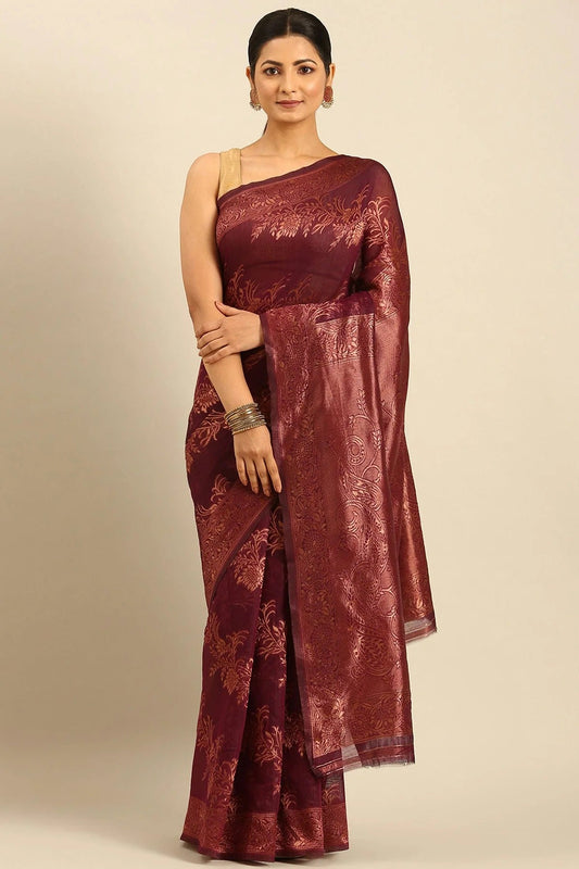 Wine Colour Cotton Traditional Saree SD1102537