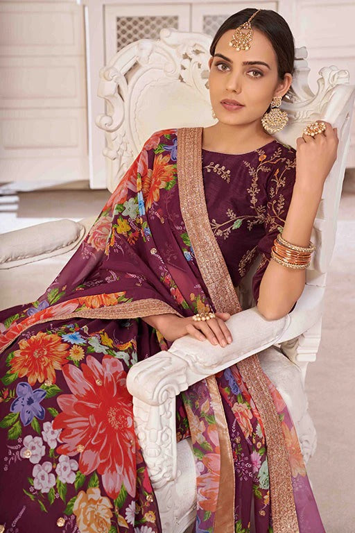 Wine Colour Georgette Designer Lehenga Choli LC1240050 B