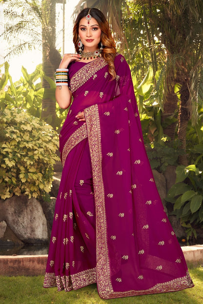 Wine Colour Georgette Designer Saree LC1121403