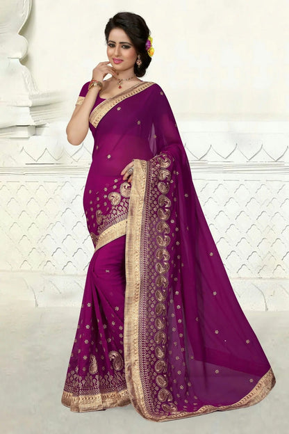 Wine Colour Georgette Designer Saree LC1121545