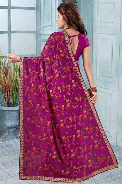 Wine Colour Georgette Designer Saree SD1120511 A