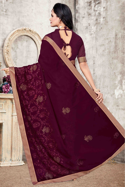 Wine Colour Georgette Designer Saree SD1120690 A
