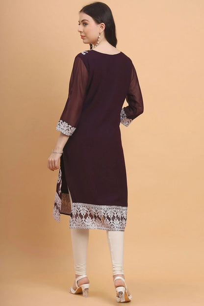 Wine Colour Georgette Kurti KR1111185 A