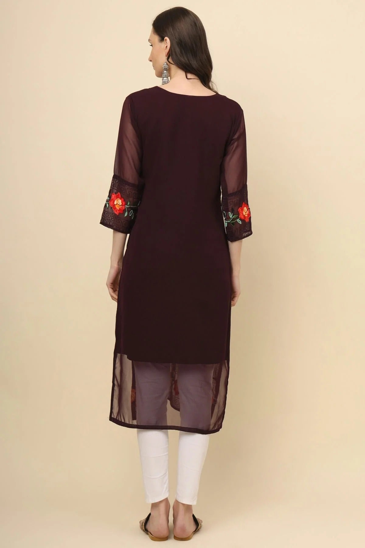 Wine Colour Georgette Kurti KR1111206 A