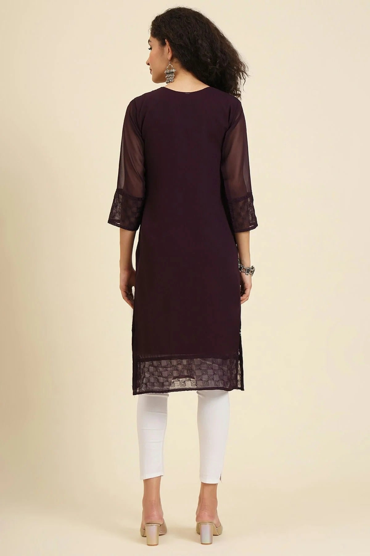 Wine Colour Georgette Kurti KR1111242 A