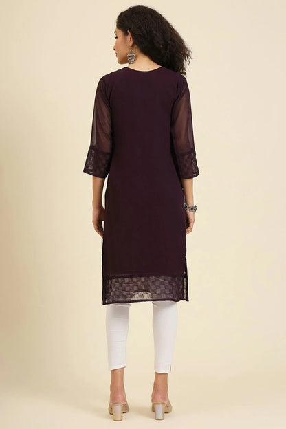 Wine Colour Georgette Kurti KR1111242 A