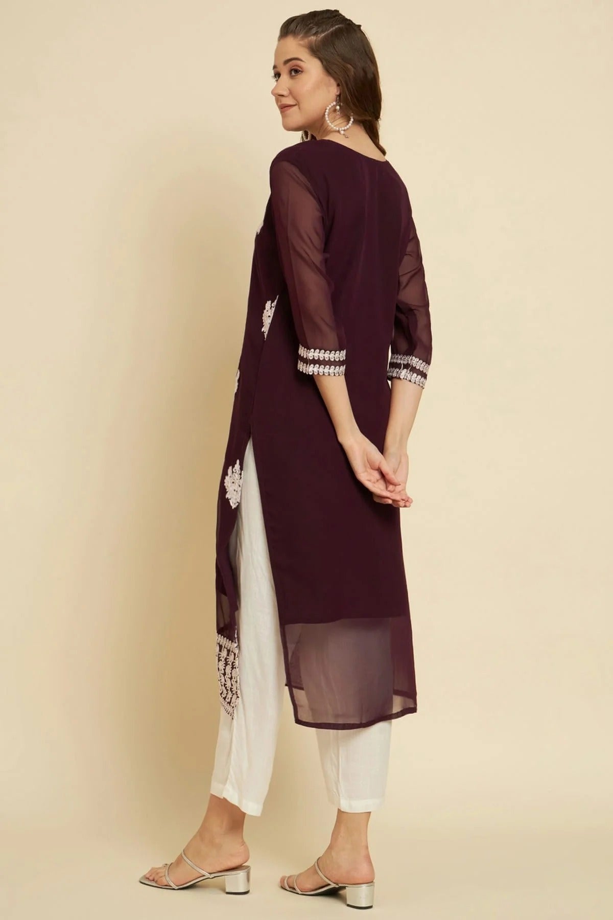 Wine Colour Georgette Kurti KR1111267 A