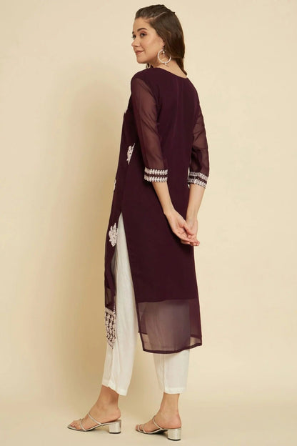 Wine Colour Georgette Kurti KR1111267 A