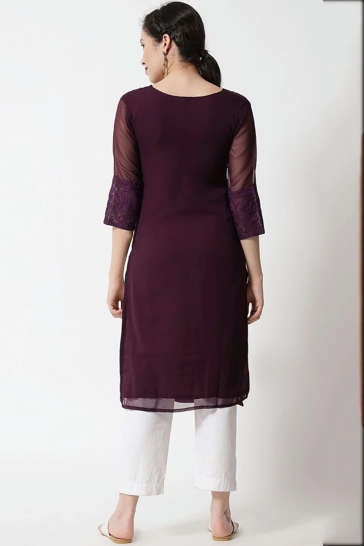Wine Colour Georgette Kurti KR1111275 A