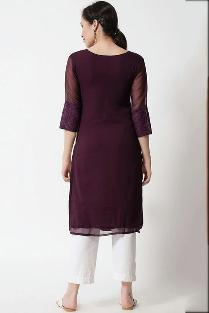 Wine Colour Georgette Kurti KR1111275 A