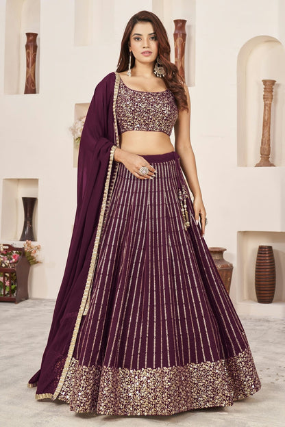 Wine Colour Georgette Lehenga Choli LC1010268