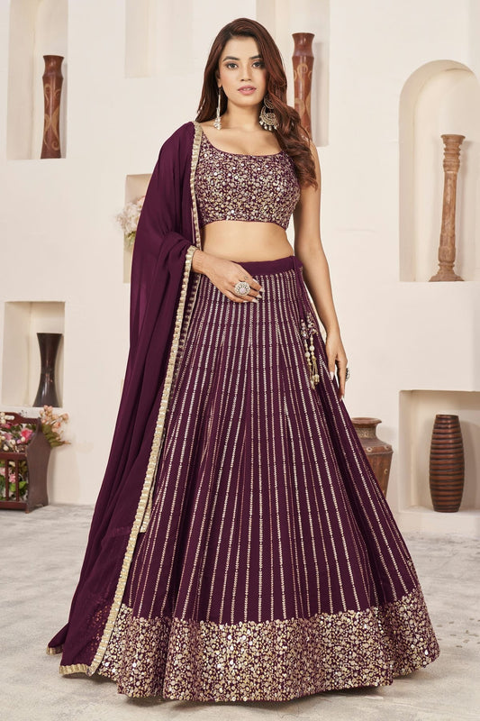 Wine Colour Georgette Lehenga Choli LC1010268