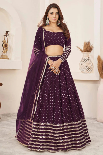 Wine Colour Georgette Lehenga Choli LC1010273