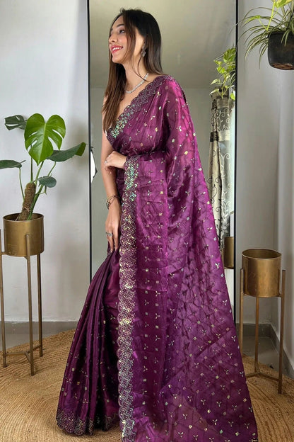 Wine Colour Jimmy Choo Designer Saree SD1111756 A