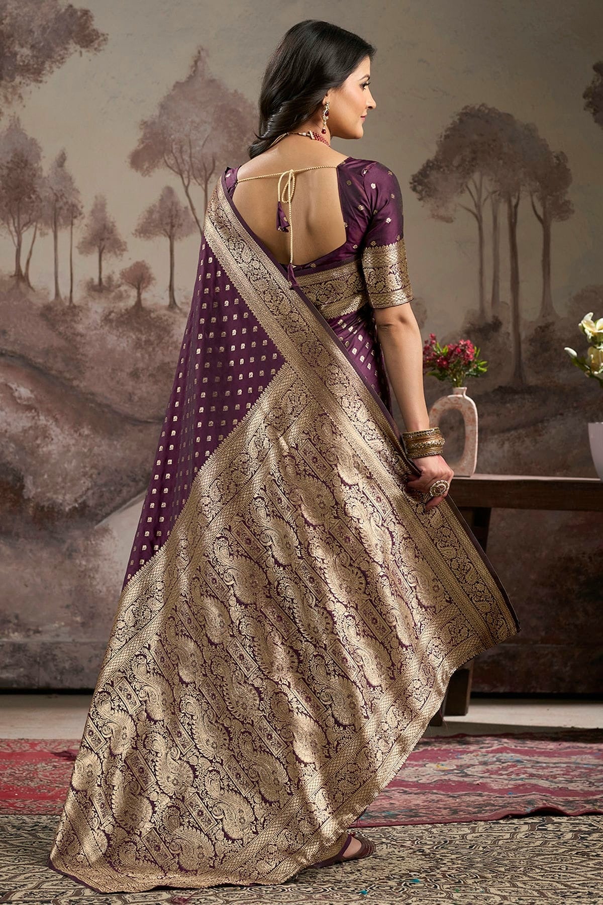 Wine Colour Lichi Silk Traditional Saree SD1112204 A