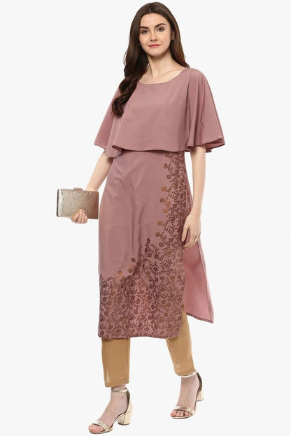 Wine Colour Plus Size Crepe Straight Kurti KR1060205 A