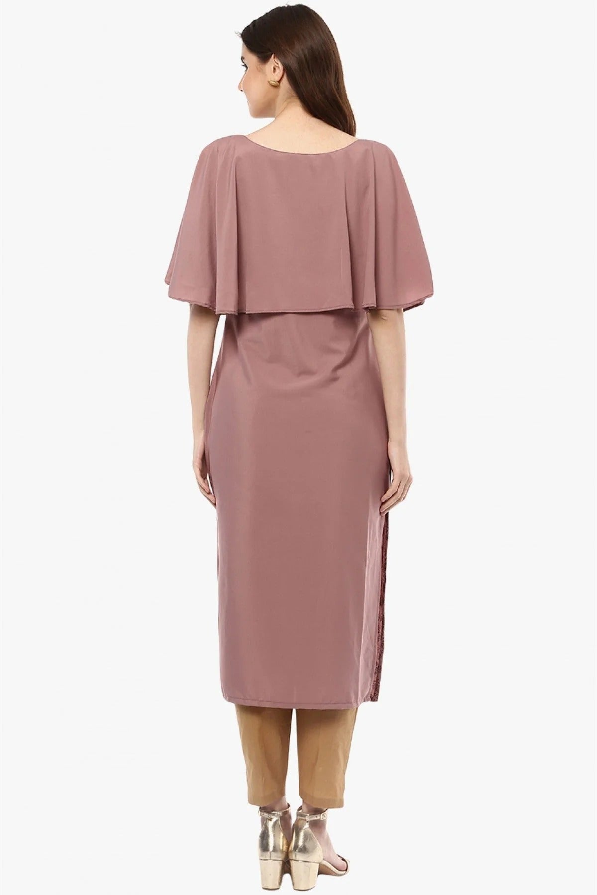 Wine Colour Plus Size Crepe Straight Kurti KR1060205 B