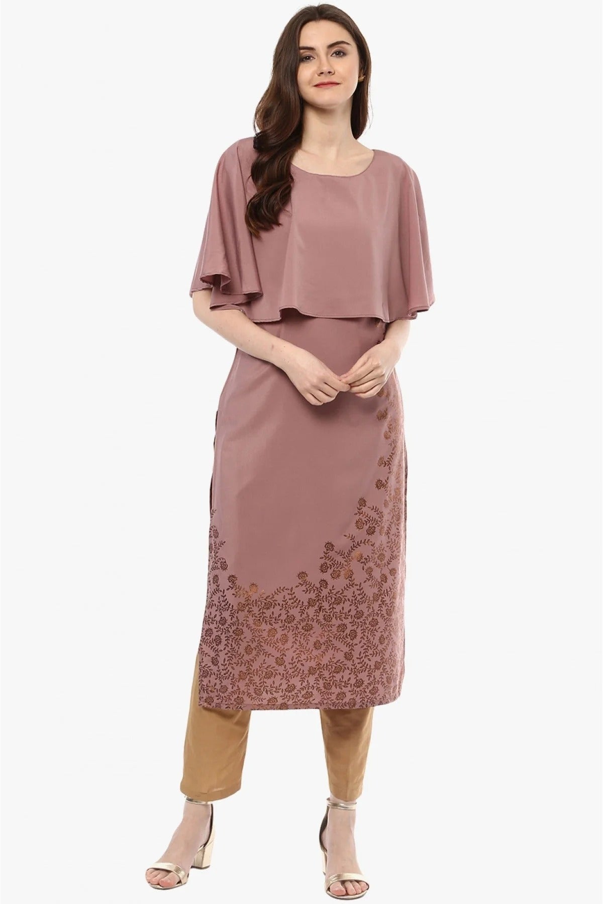Wine Colour Plus Size Crepe Straight Kurti KR1060205