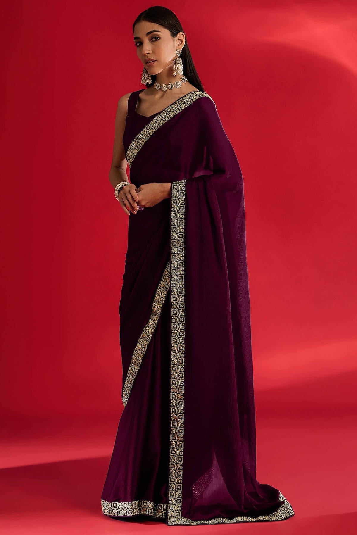 Wine Colour Rangoli Silk Printed Saree