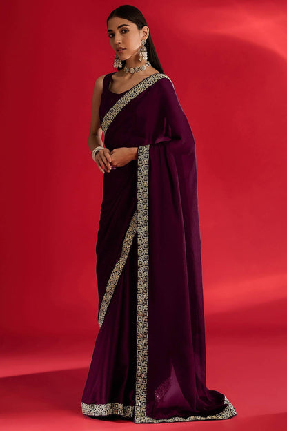Wine Colour Rangoli Silk Printed Saree