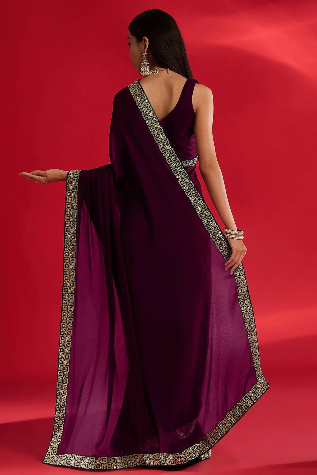 Wine Colour Rangoli Silk Printed Saree