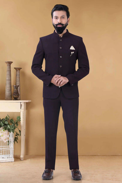 Wine Colour Rayon Jodhpuri Suit SH1130013