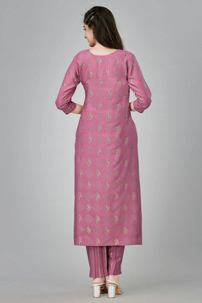 Wine Colour Rayon Kurta And Pant Set KR1111319 A