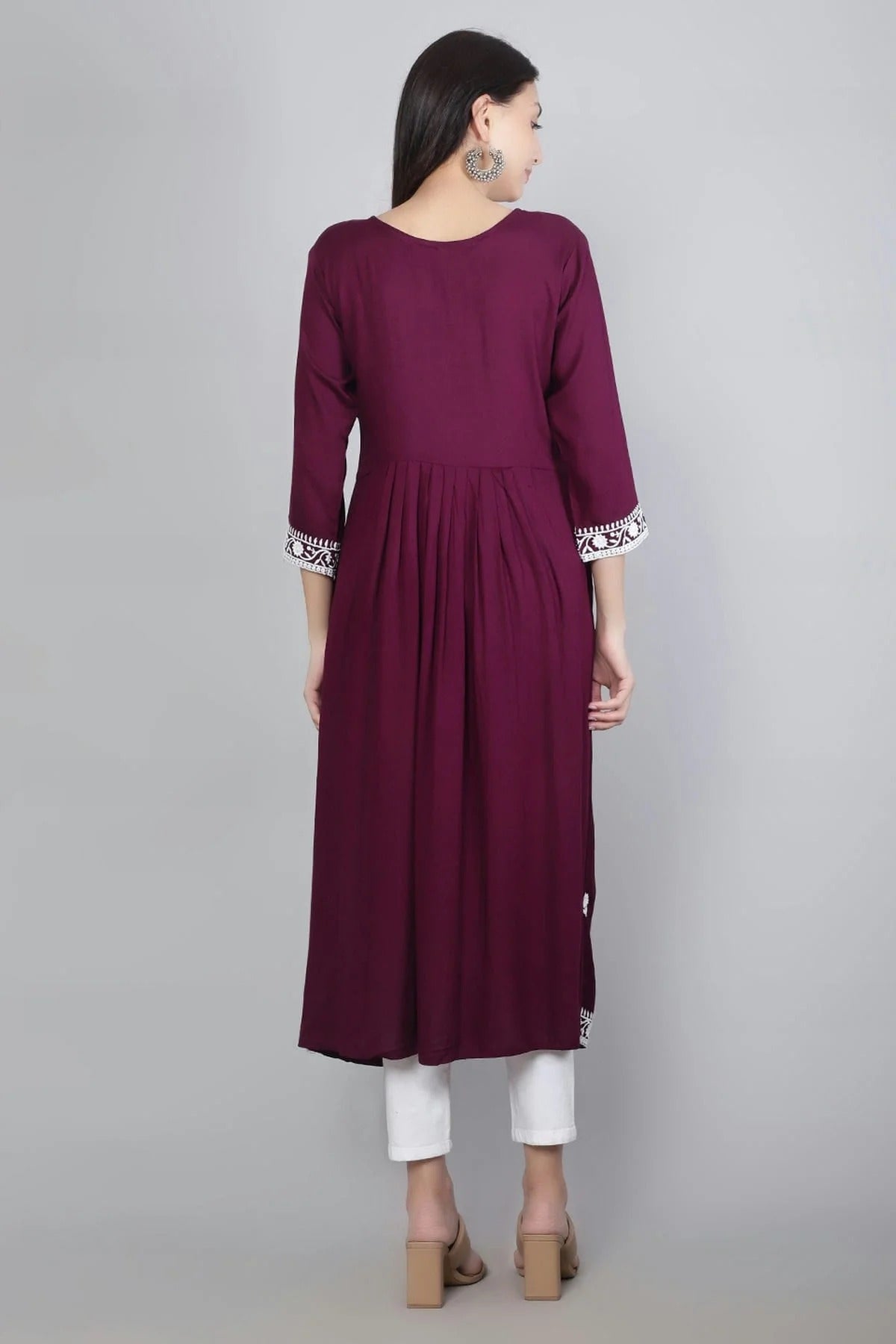 Wine Colour Rayon Kurti KR1111132 A
