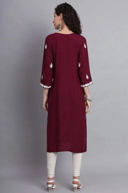 Wine Colour Rayon Kurti KR1111148 A