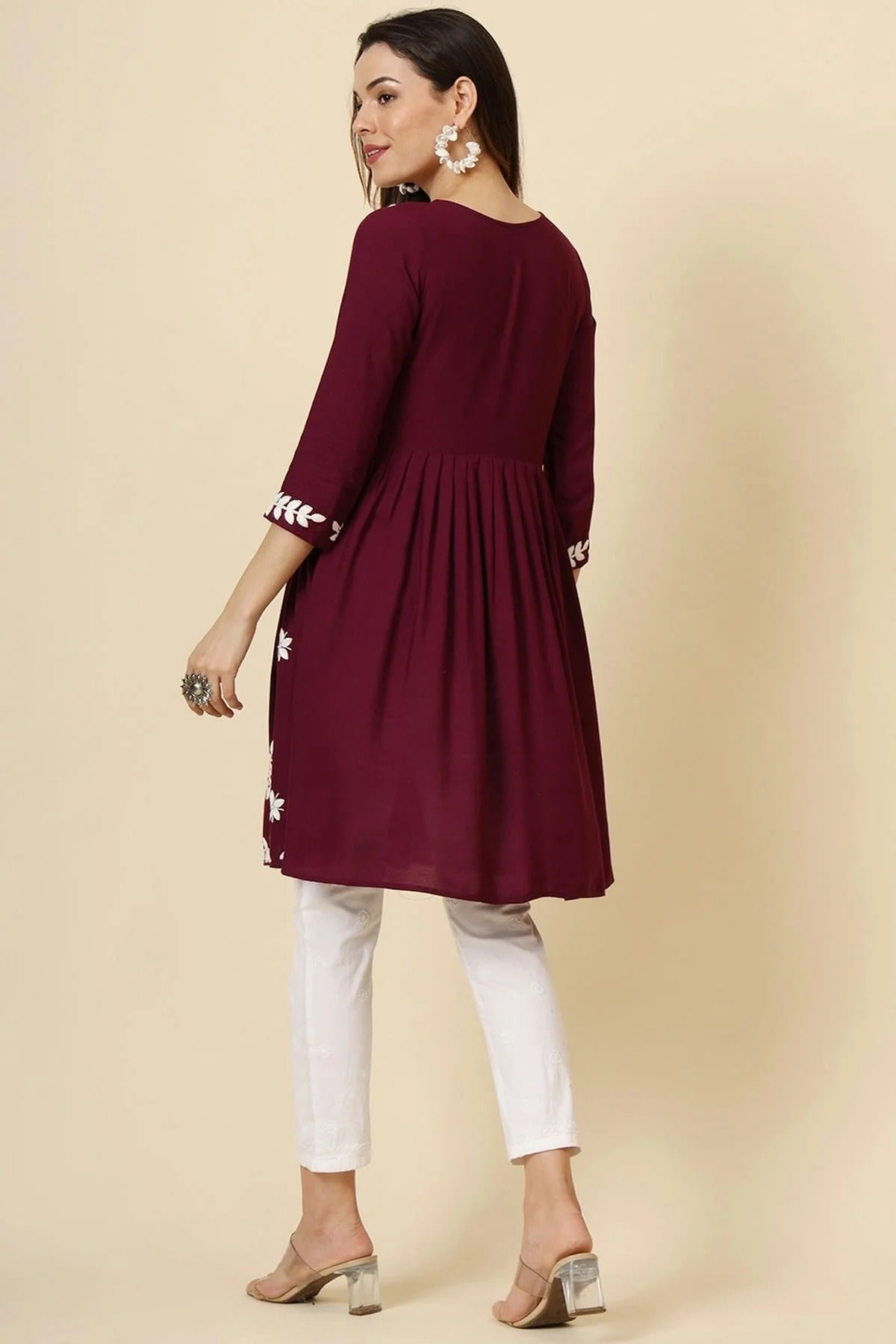 Wine Colour Rayon Kurti KR1111295 A