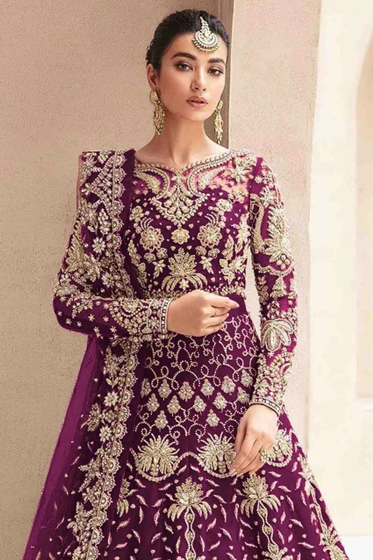Wine Colour Semi Stitched Butterfly Net Anarkali Suit SM1140700 A