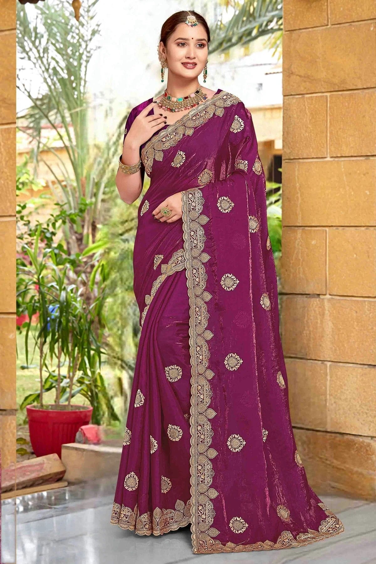 Wine Colour Silk Designer Saree SD1121973