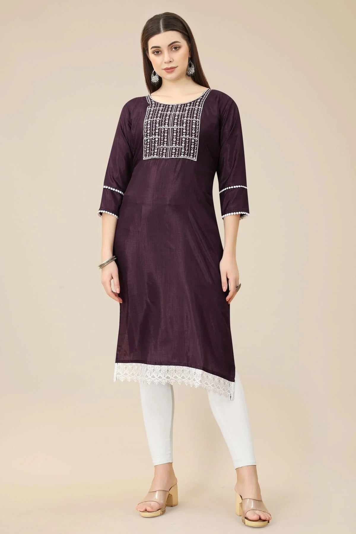 Wine Colour Soft Silk Kurti KR1111018