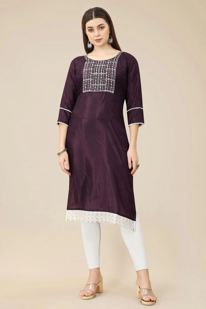 Wine Colour Soft Silk Kurti KR1111018